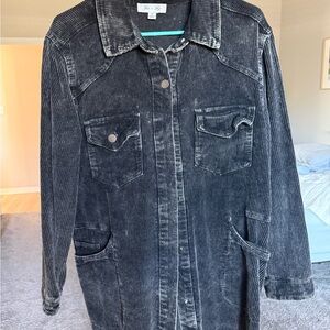She + Sky Black Corduroy Shacket Jacket – Size S